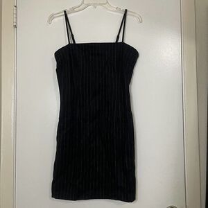 NWT forever 21 black pinstripe bodycon mini knit tank dress size Medium